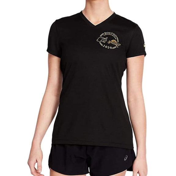 ASICS Womens Boston T&H Tech Graphic T-Shirt, Black, Small