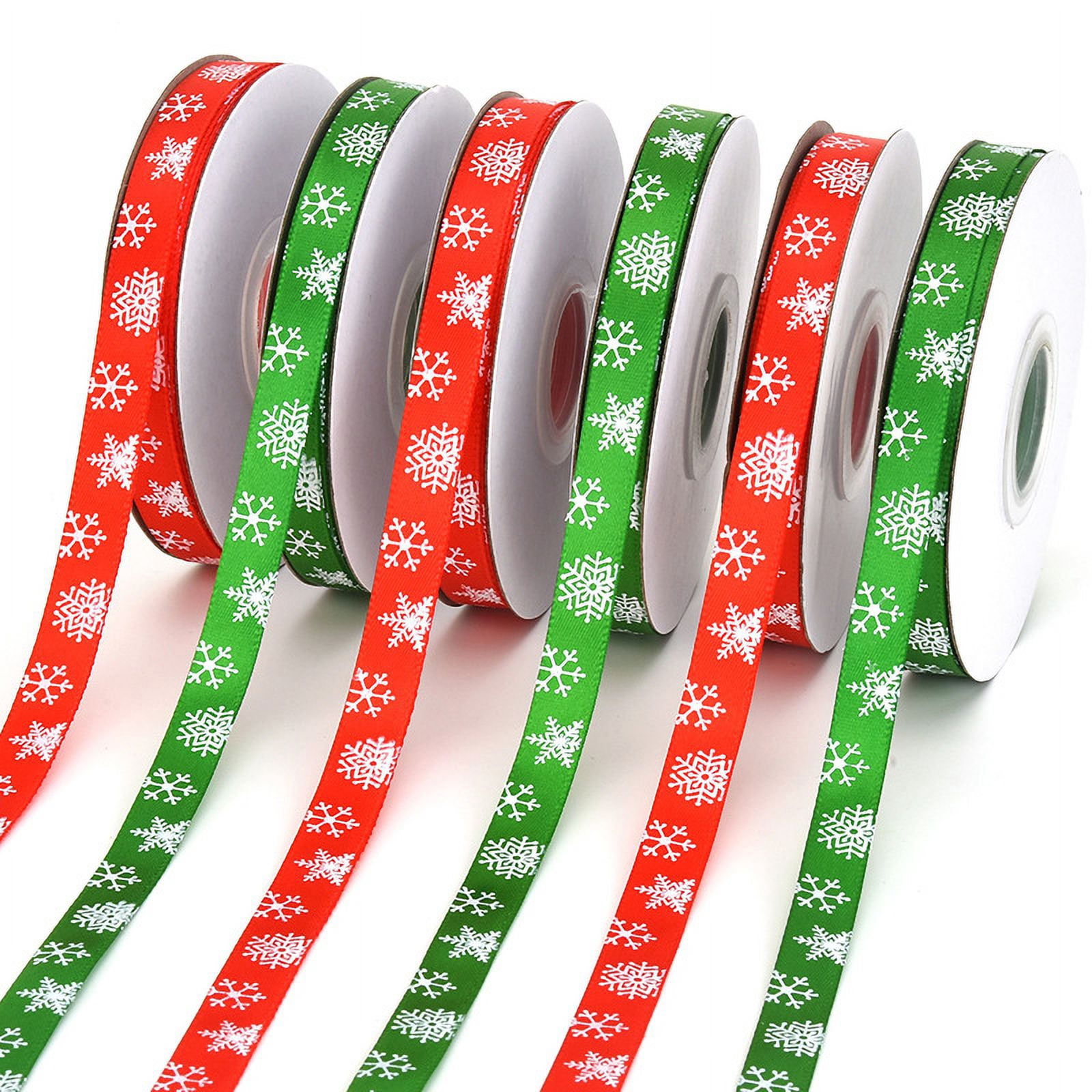 Lot de 4 rouleaux de ruban de Noël rouge - Ruban de satin vert et rouge - Ruban décoratif pour sapin de Noël - Largeur Lot de 4 rouleaux de ruban de Noël rouge - Ruban de satin vert et rouge - Ruban décoratif pour sapin de Noël - Largeur