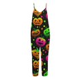 thumbnail image 4 of Halloween Jumpsuits for Women Candy Pumpkin Halter Backless Horror Overalls Castle Ghost Wide Leg Funny Rompers, XL, 4 of 5