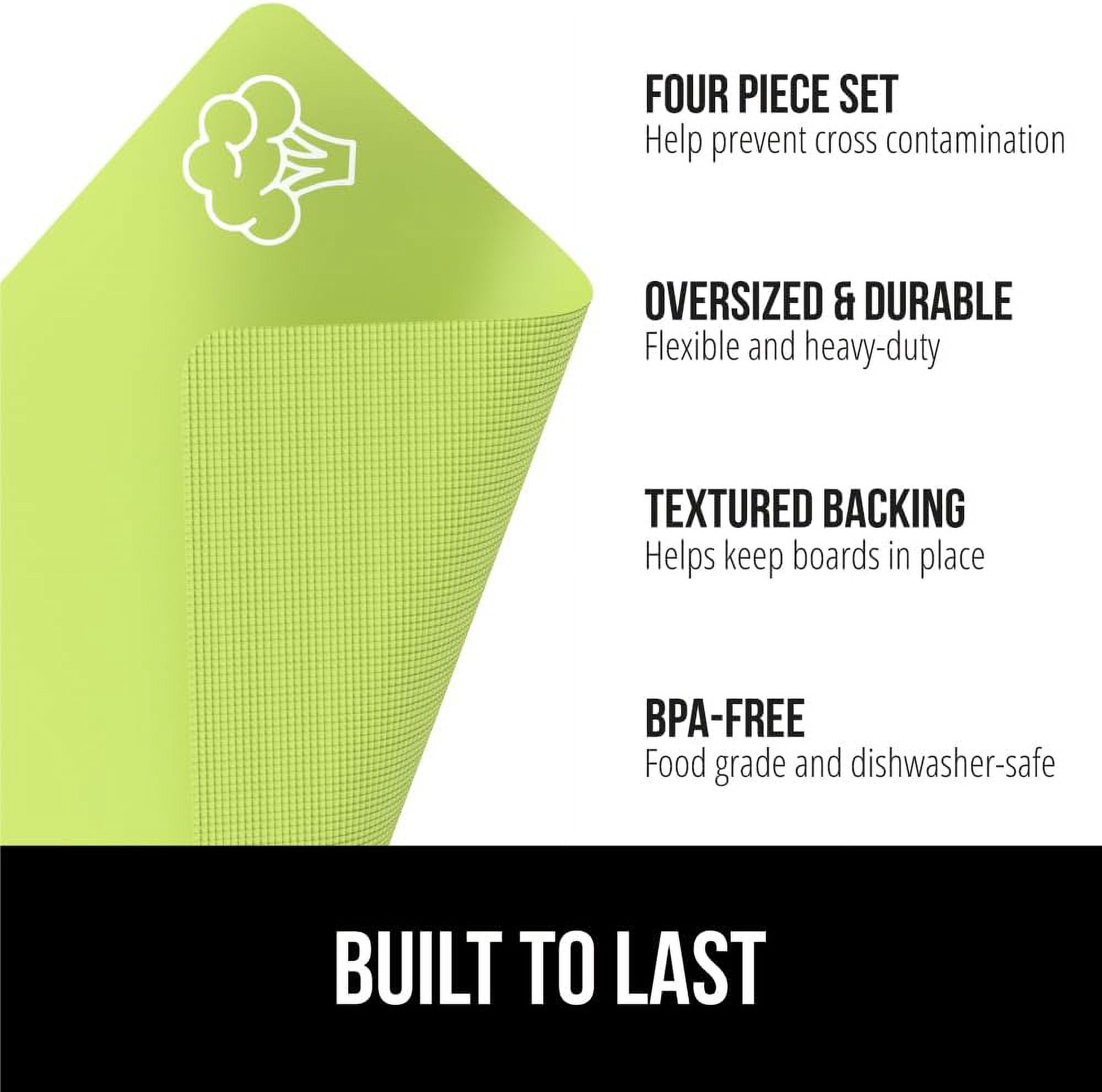 BPA-Free Flexible Cutting Boards Set of 4 | Durable Plastic Mats with Food Icons | Dishwasher Safe | Slip Resistant | For All Food Types