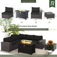 thumbnail image 5 of Gotland Outdoor Patio Furniture Set 7 Pieces Rattan Wicker Sectional Sofa with 43.3", Glass Black, 5 of 8