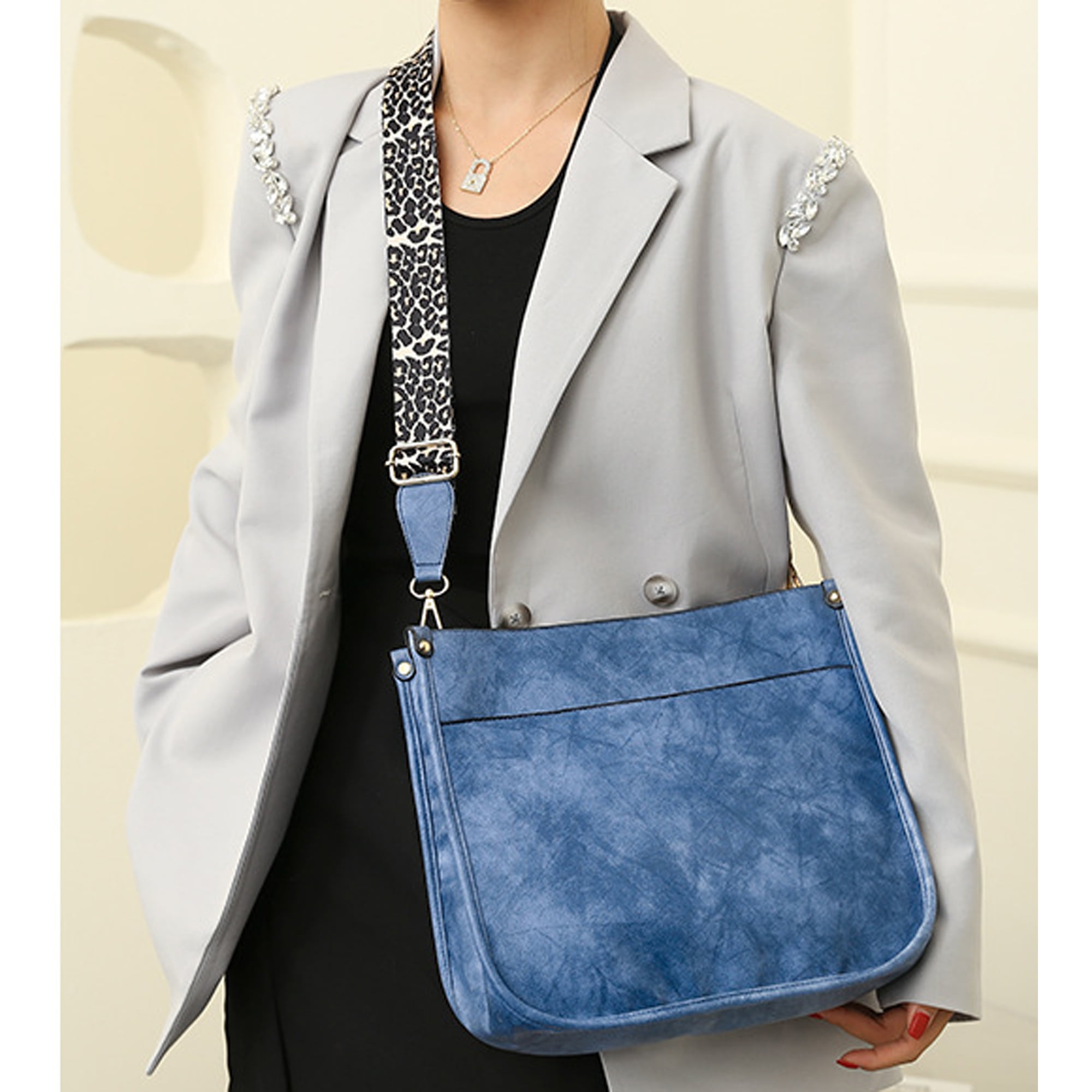 Fashion Women s Crossbody Handbag With Leopard Print Straps