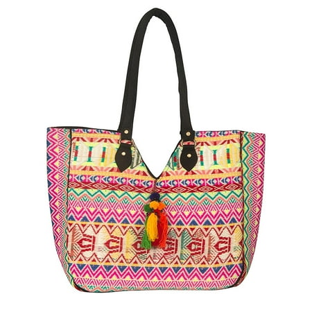 Picnic Handbag Tribe Azure Women Large Woven Shoulder Hand Bag Purse Tote Red Beach Picnic Casual School Laptop Market ()