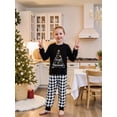 thumbnail image 2 of Conjunto de pijamas navideños familiares a juego con estampado de cuadros y letras. Pijamas de vacaciones para papá, mamá y niños., 2 of 9