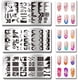 thumbnail image 3 of Juego de 3 placas para estampar uñas con punta francesa, plantillas para manicura con diseño geométrico de ondas y rayas, y plantillas para diseños de uñas con flores y leopardo., 3 of 7