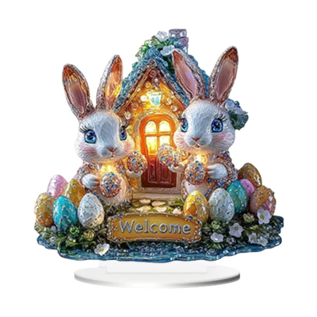 Decoración de conejitos de Pascua de acrílico, fácil instalación, adorno de bricolaje, exhibición de escritorio para 204 cm x 20 cm