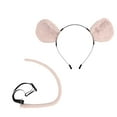 thumbnail image 3 of 2x Mouse Costume Accessory Set Mouse Ears Headband and Tail Party Decoration Pink, 3 of 8