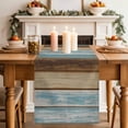 thumbnail image 2 of Table Runner 48 Inches Long for Kitchen Dining, Blue Brown Dresser Scarf Farmhouse, Dining Table Decorations for Wedding/Parties, Farmhouse Rustic Wooden Plank Board 13 x 48 In, 2 of 8