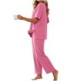 thumbnail image 5 of RYRJJ Pajamas for Women Soft Pjs Lounge Sets Short Sleeve Crewneck Tops and Long Pants 2 Piece Pjs Set with Pockets for Sleep Home Travel, 5 of 7