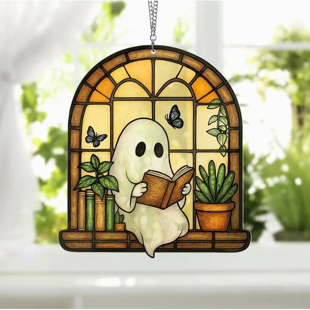 Adorno de Fantasma para Halloween | Mural Plano para Jardín o Hogar | Plástico Resistente | Multicolor | 15 X 10 Cm | 1 Unidad