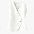 thumbnail image 3 of Plus Size Women's Solid Color Sleeveless Temperament Vest Casual Office Waistcoat Comfy Breathable Work Summer Holiday Outfits | CSEONE,White 2XL, 3 of 6