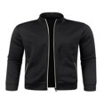 thumbnail image 2 of Men Zip Up Knit Jacket Casual Loose Stand Collar Long Sleeve Jacket, 2 of 6