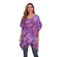 thumbnail image 2 of Beautybatik Orchid purple Batik Caftan Boho Hippie Women Tunic Top Blouse Plus Size 1X, 2 of 5