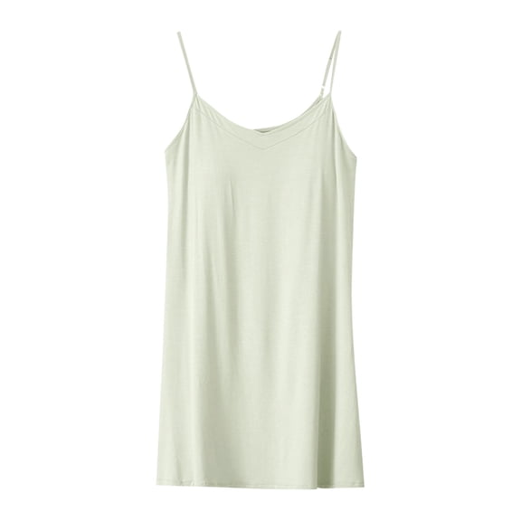Women's Adjustable Spaghetti Strap Cami Slip Mini Dress, Chemise Basic Slip Under Dress Nightgown V Neck Nightwear Ladies Nightgown Mint Green L