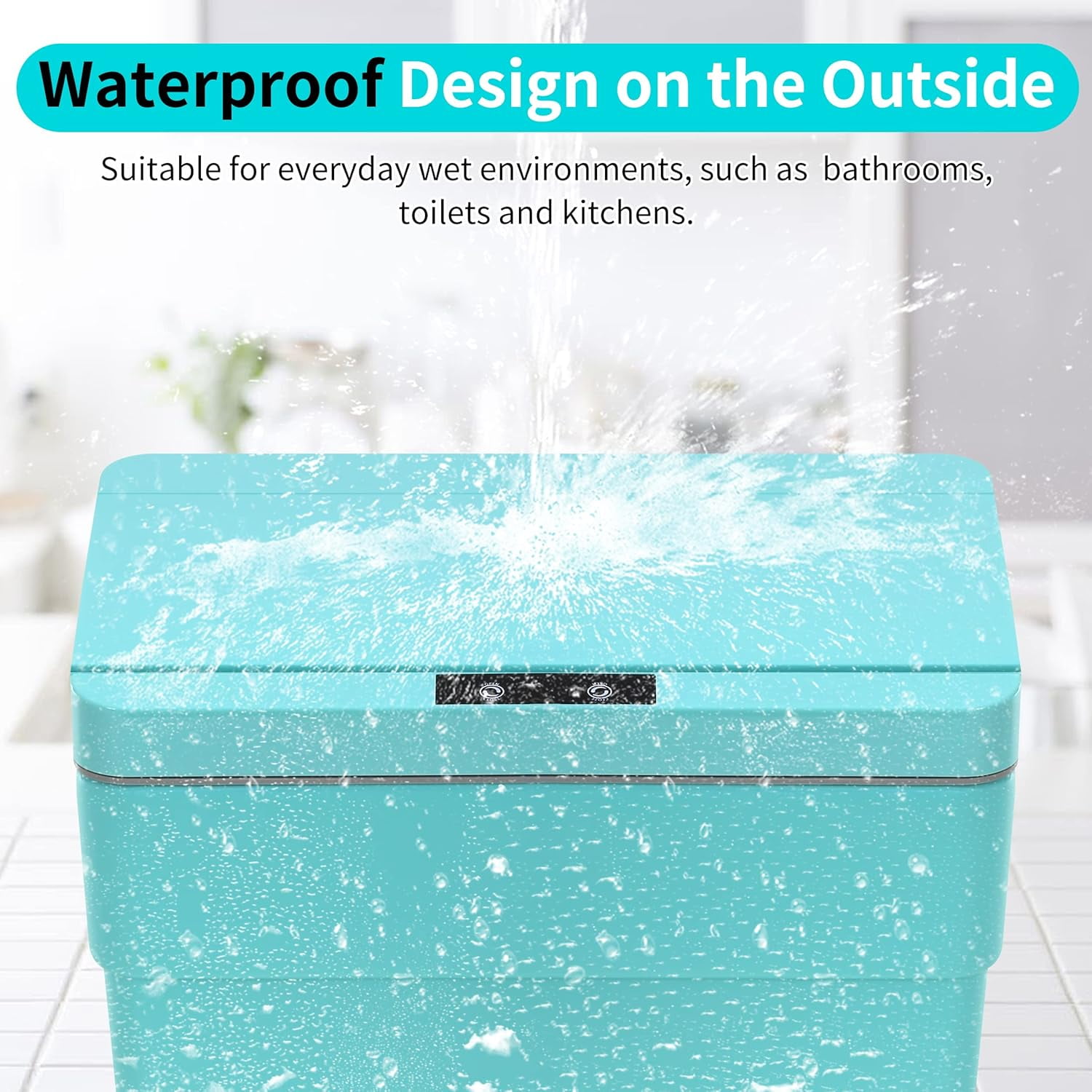 BIQWBIC 13 Gallon Plastic Automatic Trash Can,Motion Sensor Kitchen Trash Can, Blue