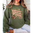 thumbnail image 6 of Football Season Sweatshirt Women Coquette Bow Pennant Game Day Crewneck, Army Green Sweatshirt, S, 6 of 8