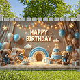 thumbnail image 5 of Blue Balloon Banner Star Pattern Teddy Bear Display Rainbow Arch Gift Box Birthday Backdrop for Kids Birthday Party Indoor Decoration Photo Shoot, 5 of 9