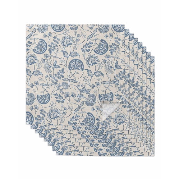 Blue Paisley Cloth Napkins Washable Set of 8, Vintage Boho Flower Botanical Leaf Branch Reusable Dinner Table Napkins Cloth Bulk for Weddings Kitchen Restaurants Hotel Events Parties 20 x 20 Inch