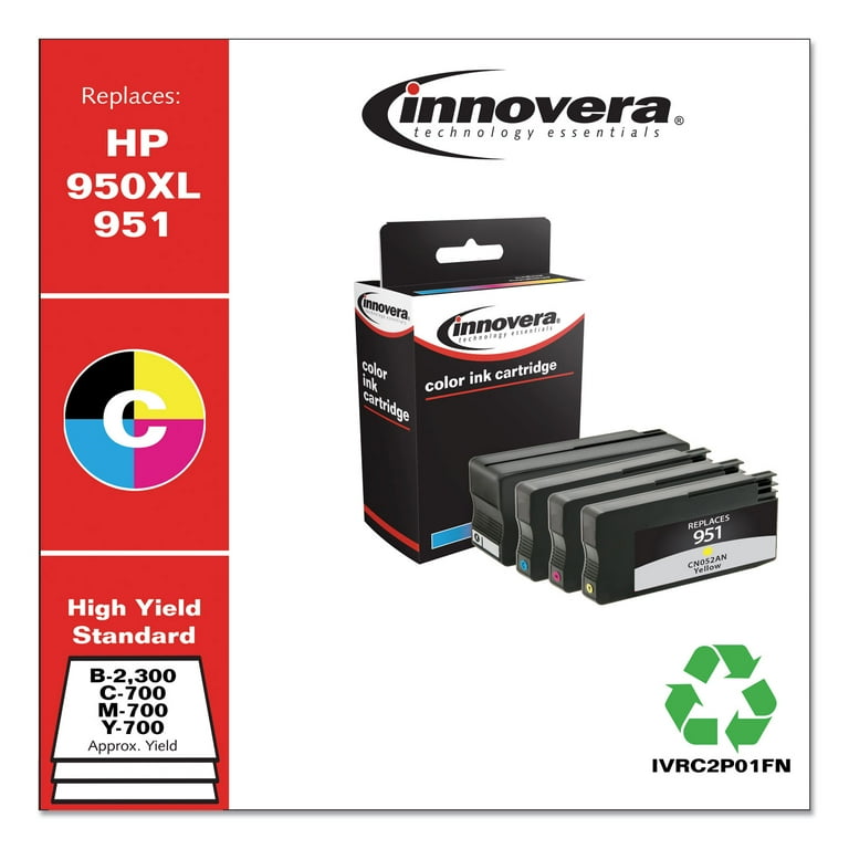 Remanufactured Black/Cyan/Magenta/Yellow High-Yield Ink, Replacement for 950XL/951 (C2P01FN), 300/700 Page-Yield Remanufactured Black/Cyan/Magenta/Yellow High-Yield Ink, Replacement for 950XL/951 (C2P01FN), 300/700 Page-Yield
