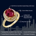 thumbnail image 2 of Gem Stone King 18K Yellow Gold Plated Silver Red Created Ruby Ring for Women | 3.30 Cttw | Oval 9X7MM | Wedding Engagement Anniversary Promise Ring for Women| Size 7, 2 of 5