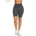 thumbnail image 5 of BadPiggies High Waist Yoga Shorts for Women Butt Lifting Tummy Control Workout Shorts Leggings Running Booty Shorts (S, Gray), 5 of 7