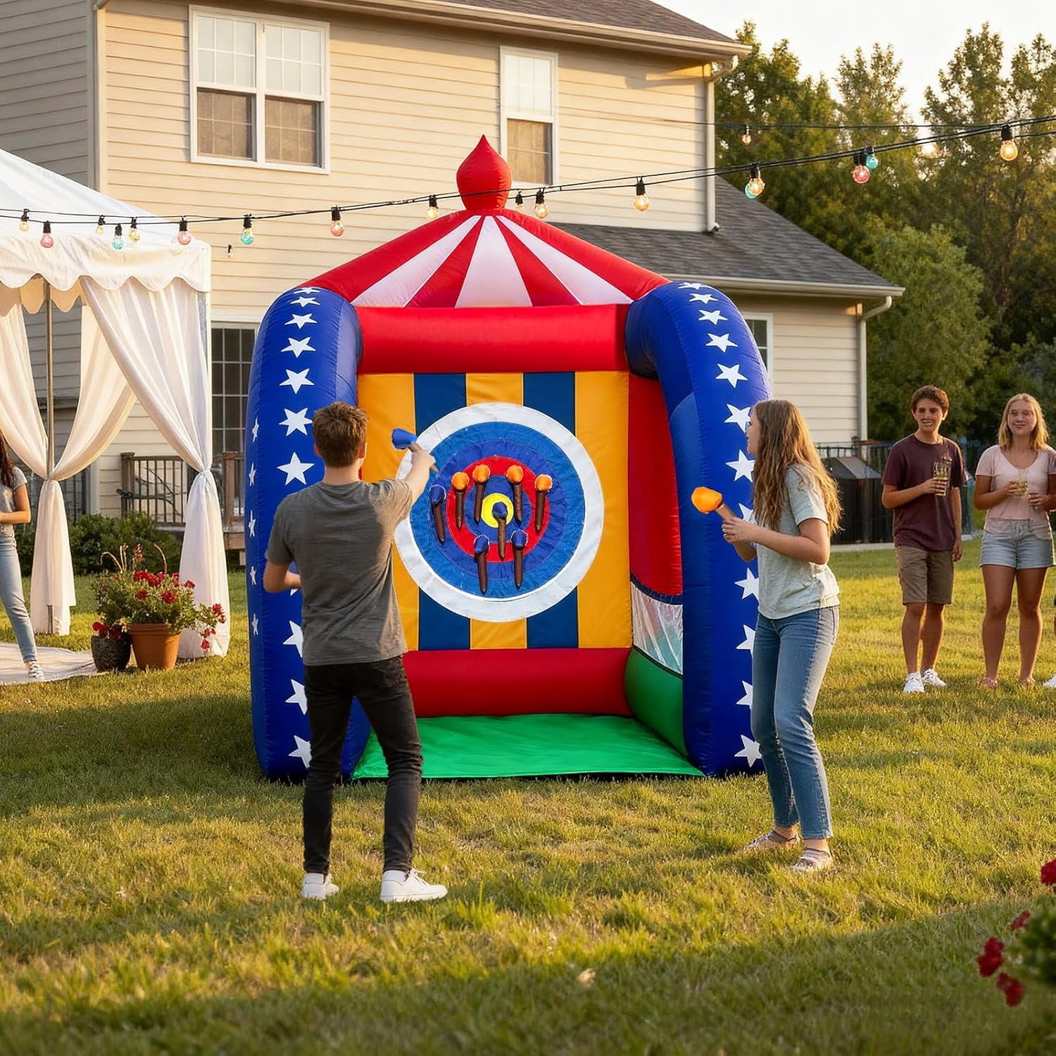 OZIS 6.5x6.5ft Inflatable Axe Throwing Game with Blower – Interactive Fun