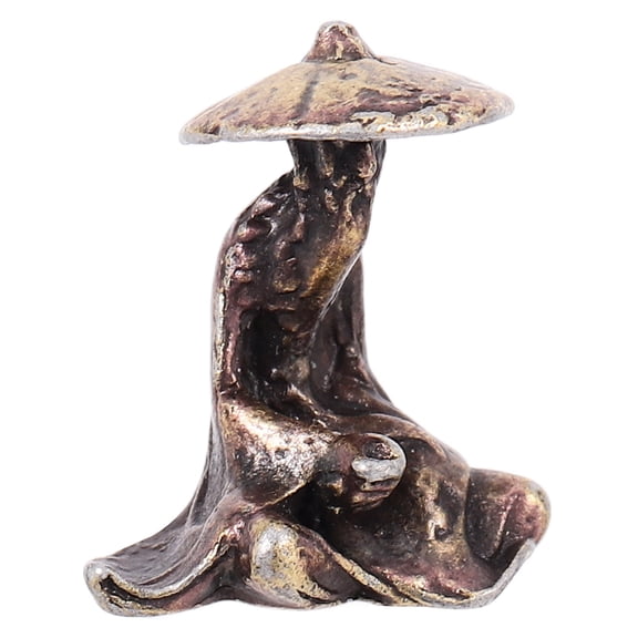 Soimiss Mini Chinese Figure Statue for Indoor Gardening Decor Dark Brown 1Pack