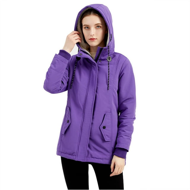 Veste d'Hiver à Capuche en Laine d'Agneau pour Femme Blouson en Coton Femme
