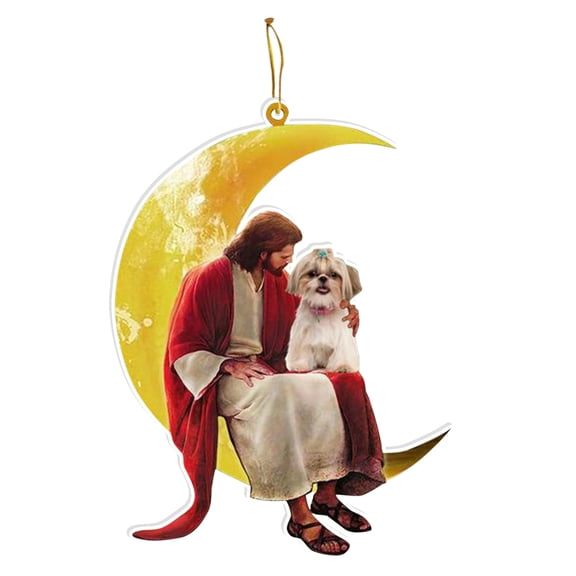 hoksml Christmas Clearance Home Decor Christmas Animals Sitting On The Moon Pendant Christmas Outdoor Decorations Wood Christmas Ornaments Window Wall Hanging Ornament Living Room Decoration Home 3