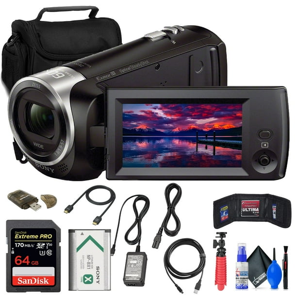 Sony HDRCX405 HD Handycam + 64GB Card + Bag + Card Reader + Flex