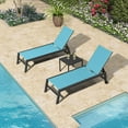 thumbnail image 2 of PURPLE LEAF Outdoor Chaise Lounge 3 Pieces Aluminum Patio Lounge Chair with Side Table and Wheels All Weather Outdoor Reclining Chair for Patio Pool Beach Sunbathing Chair, Turquoise Blue, 2 of 11
