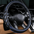 thumbnail image 5 of Flying Banner car Steering Wheel Cover Faux Leather Massage Universal fit 3D Honeycomb Hole Anti-Slip Sporty 15 inches (Blue Black), 5 of 6