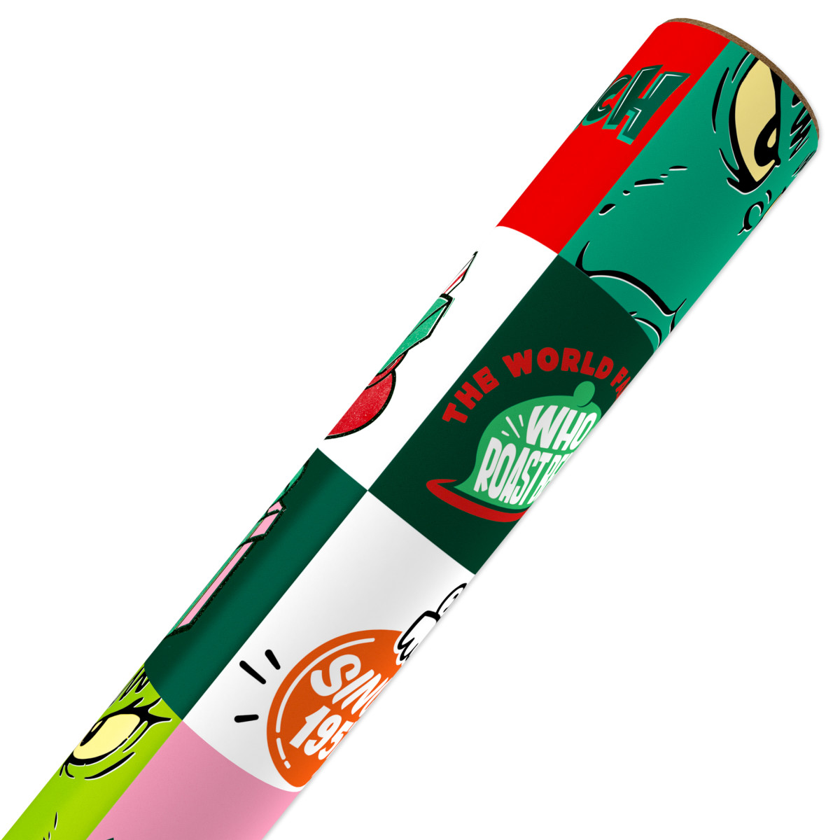Plus Mark 40 in. Grinch Multi-color Block Christmas Wrapping Paper with Cutlines (60 Sq. ft., 1-Roll)