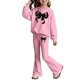 thumbnail image 5 of Shadoumai Girls Clothes 2 Piece Long Sleeve Lace Bow Print Tops Flared Pants Set Little Girl Outfits Size 7-14, 5 of 5