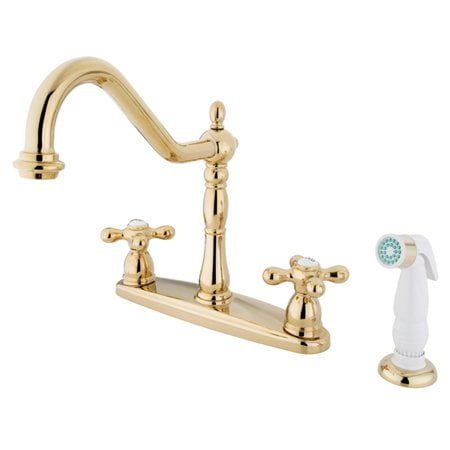 Kingston Brass Heritage 8" Center Kitchen Faucet with Non-Metallic Sprayer