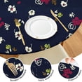 thumbnail image 4 of Round Fitted Tablecloth with Elastic Edges Fits 45"-52" Round Tables Pioneer Colorful Floral Waterproof Table Cover Washable Indoor and Outdoor for Party Kitchen Dinner Banquet Patio Picnic, 4 of 7