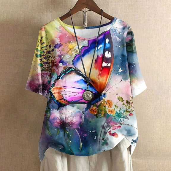 Pohista Trendy Tops for Women 2025 Summer Womens Shirts Summer Womens Summer Blouses Casual Short Sleeve Workout Tops for Women Loose reorder items previously ordered