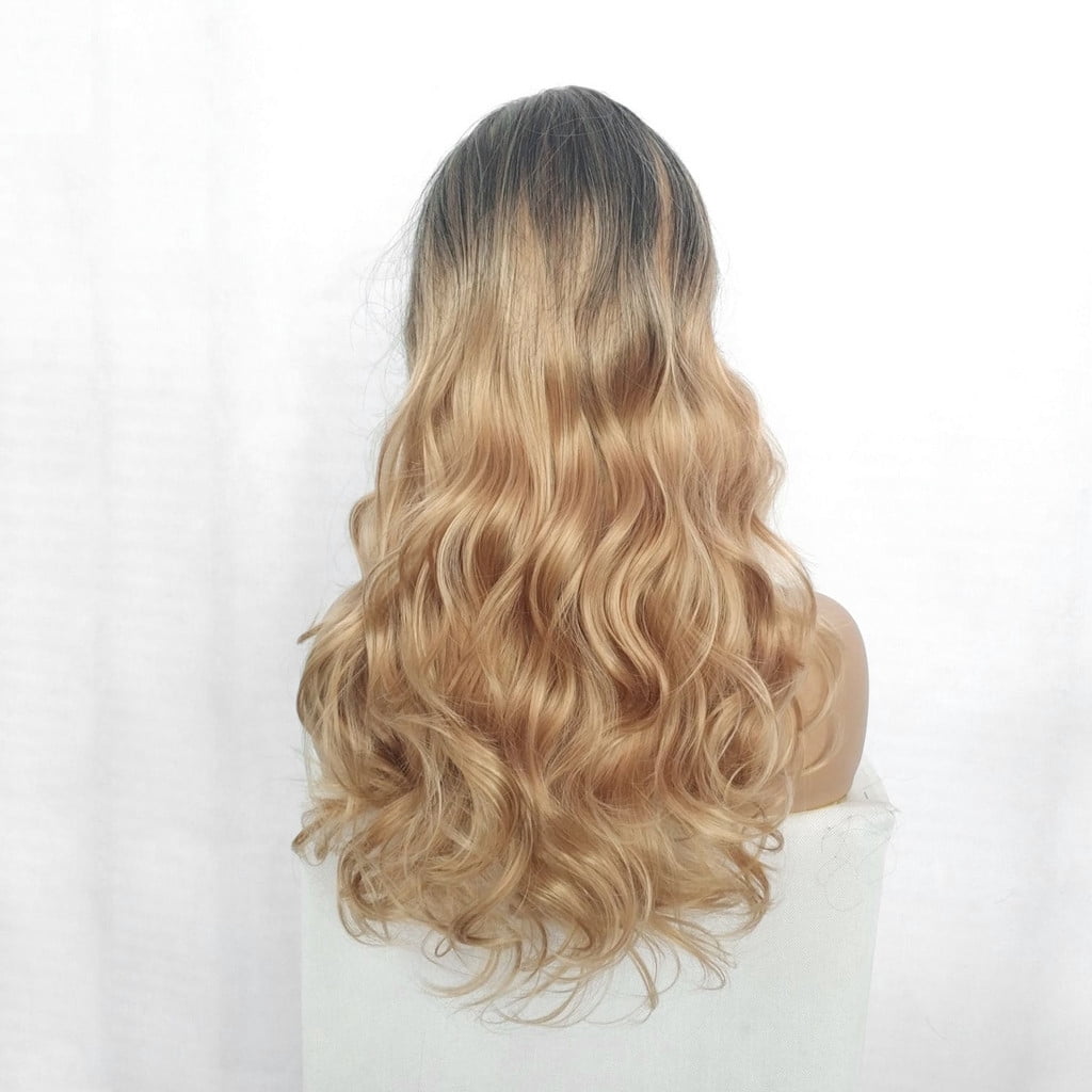 UTOURS Human Hair Wigs For Women Black Color Natural Lace Hair Fashion Women Synthetic Hair Wig Brown Long Gold Wavy Full Wig