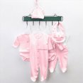thumbnail image 2 of Caqnni 8PCS Layette Sets 0-3M Baby Boys Girls Cotton Romper Tops Hat Pants Bib Sock Shose Suit Outfit Sets One Size Clothes Set to 0-3M Gifts Layette Set, 2 of 7