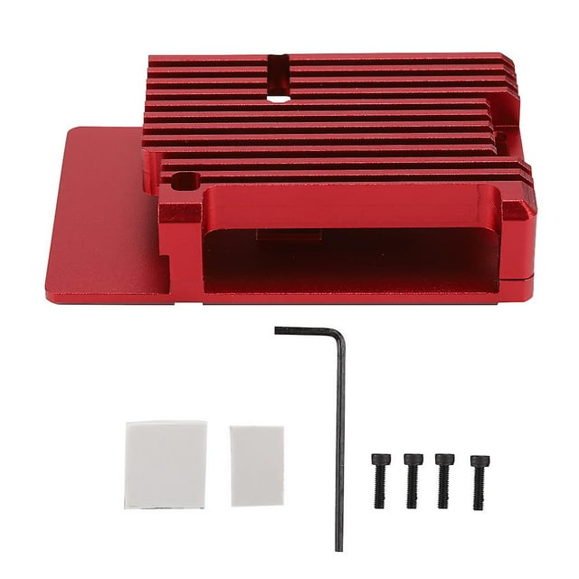 Boîtier en alliage d'aluminium CNC avec fente externe intégrée pour Raspberry Pi 4 (rouge)