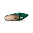 thumbnail image 4 of BLISSFUL STEP Women's Pearl Bow Block Heel Slides Mules Dark Green 8, 4 of 7