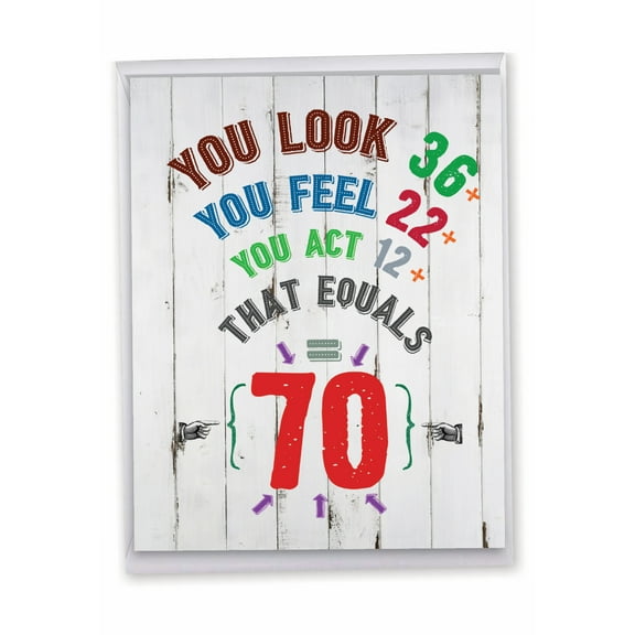 1 Large Funny Birthday Greeting Card (8.5 x 11 Inch) - Age Equation Milestones 70 J9000MBG-US