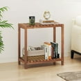 thumbnail image 4 of Gymax 2-Tier Side Table Teak Wood Stand Utility Storage Shelf Organizer Entryway Bench, 4 of 10