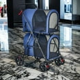 thumbnail image 2 of Demi Bonn 41" Double Pet Stroller 4 Wheels Dog Cat Stroller, Carrier Jogger Travel Foldable Puppy Stroller with Detachable Carriers and Travel Carriage, Blue, 2 of 7