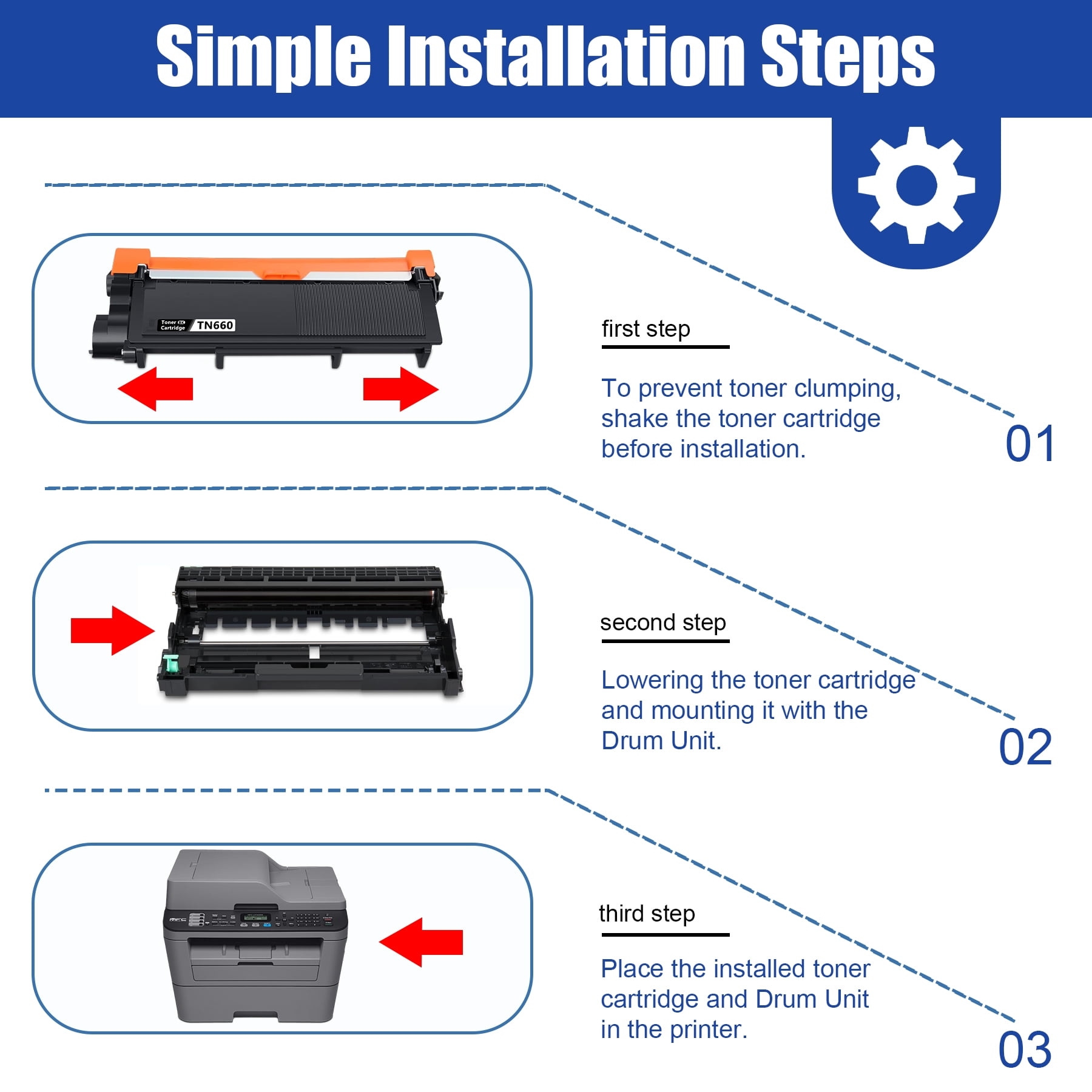 TN660 TN630 Toner Cartridge 2-Pack Black High Yield Compatible for Brother TN-660 TN 660 TN 630  for HL-2340DW 2320D DCP-L2540DW MFC-L2705DW Printer