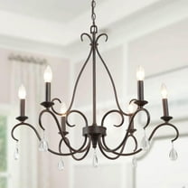 LNC 6-Light Industrial Rustic Bronze with Crystal Teardrop Empire Candle Shape Chandelier