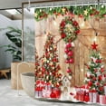 thumbnail image 3 of Christmas Shower Curtain Winter Christmas Tree Shower Curtains Sets for Bathroom Holiday Xmas Snowflake Farmhouse Wood Barn Door Bathroom Decor 72x72 in with 12 Hooks, 3 of 6