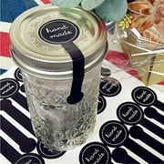 Handmade Stickers 100 Pcs/pack Black Long Adhesive Decal for Small Business Package Bakery Cake Gift Decor Supplies