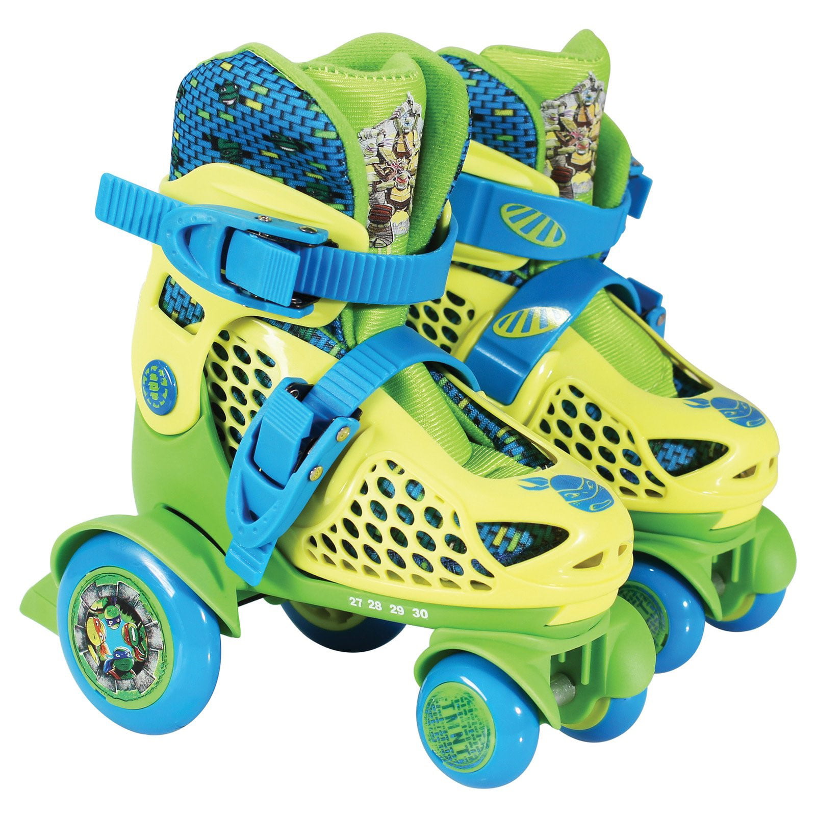 Junior Size 6-9 PlayWheels Teenage Mutant Ninja Turtles Kids Big Wheel Quad Roller Skates