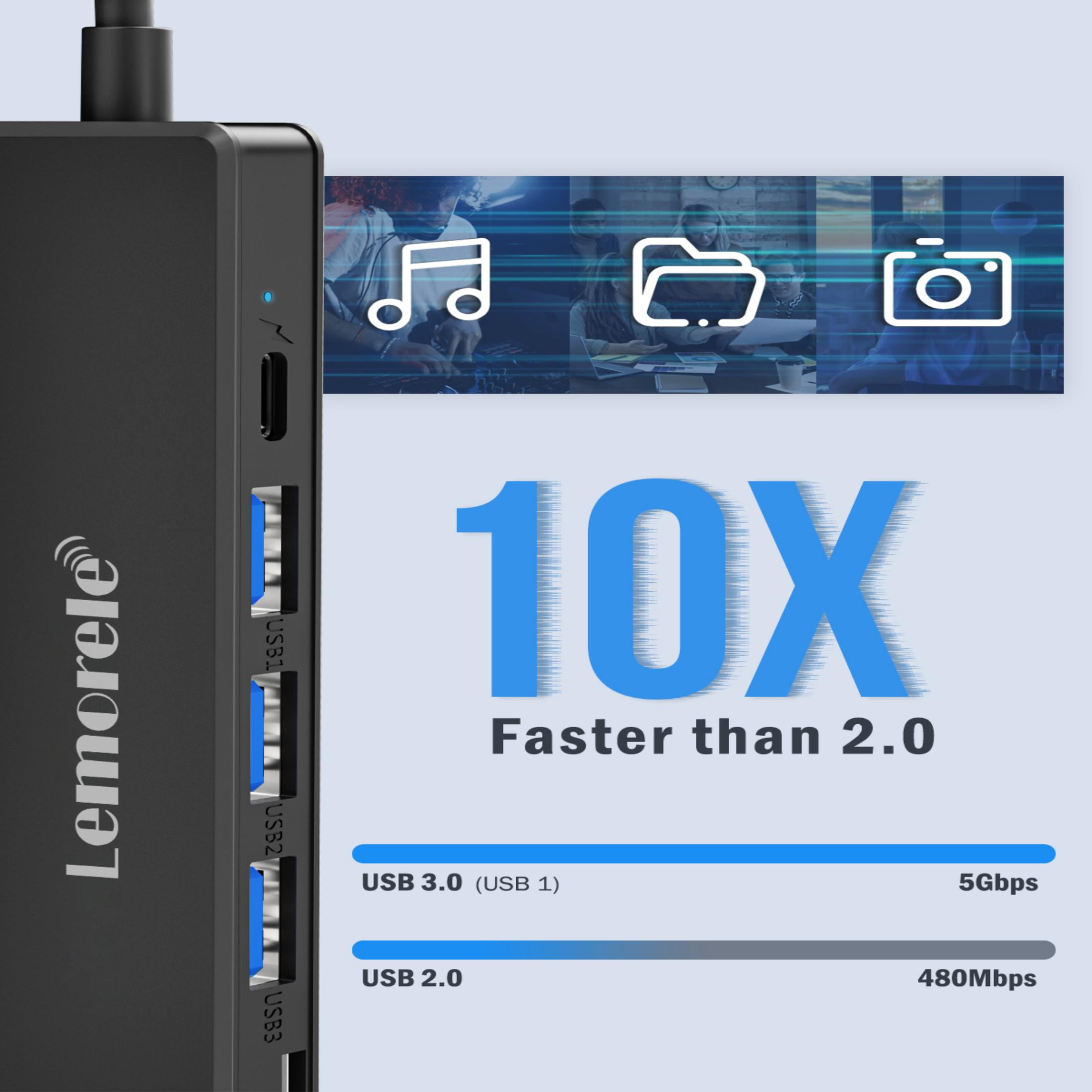Lemorele USB-C Hub, Docking Station, 7-in-1 USB C Adapter with 4K HDMI,  USB 3.0/2.0 Data Ports, SD/TF Card Reader, 100W PD Fast Charging